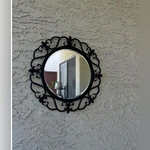 Black Ornate Round Wall Mirror - Elegant Home Accent